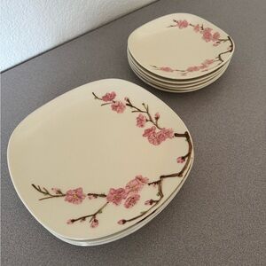 Poppy Trail Metlox Peach Blossom Hand Painted 1950's Plate Set